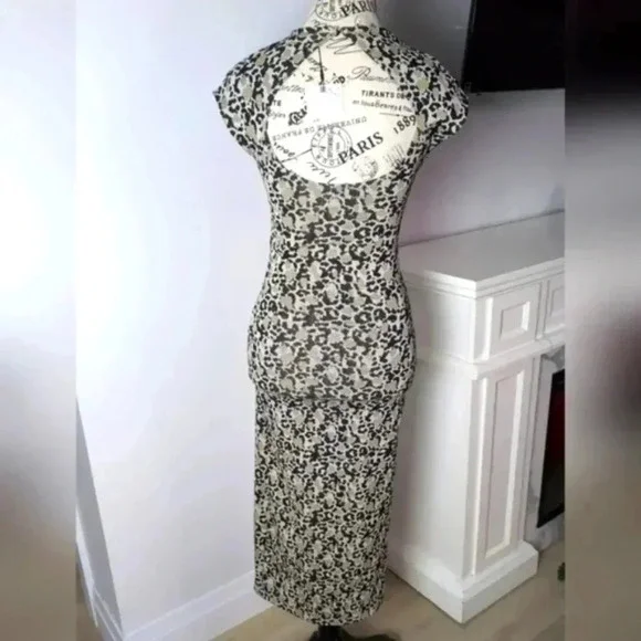 Zara Black and Cream Midi Dress - Picture 6 of 8